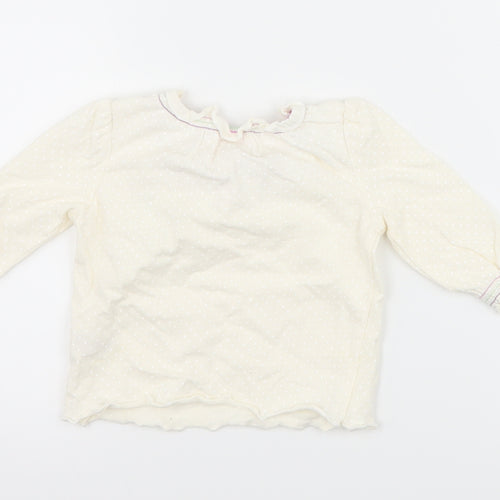 Cherokee Girls Ivory Polka Dot  Basic T-Shirt Size 3-6 Months