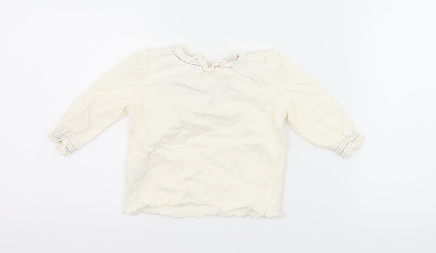 Cherokee Girls Ivory Polka Dot  Basic T-Shirt Size 3-6 Months
