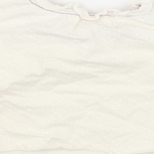 Cherokee Girls Ivory Polka Dot  Basic T-Shirt Size 3-6 Months