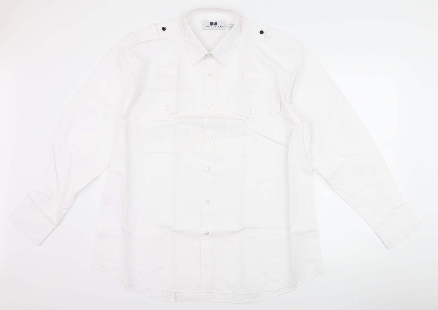 Double TWO Mens White    Dress Shirt Size 17  - taken out of packaging for photo