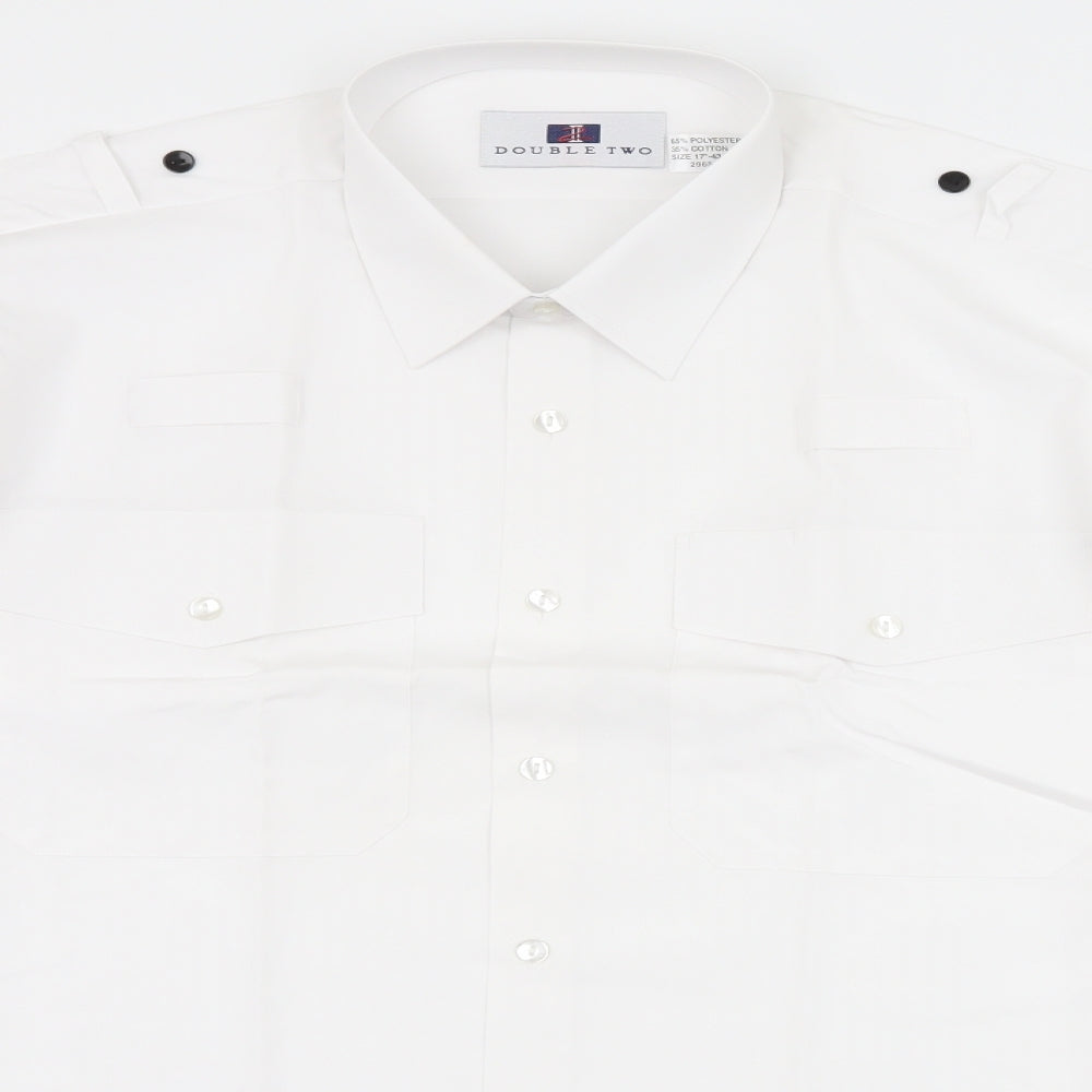 Double TWO Mens White    Dress Shirt Size 17  - taken out of packaging for photo