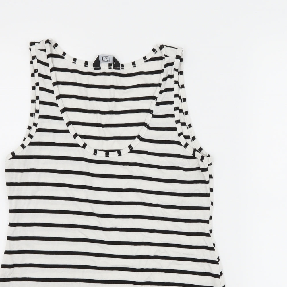 F&F Womens White Striped  Basic Tank Size 12