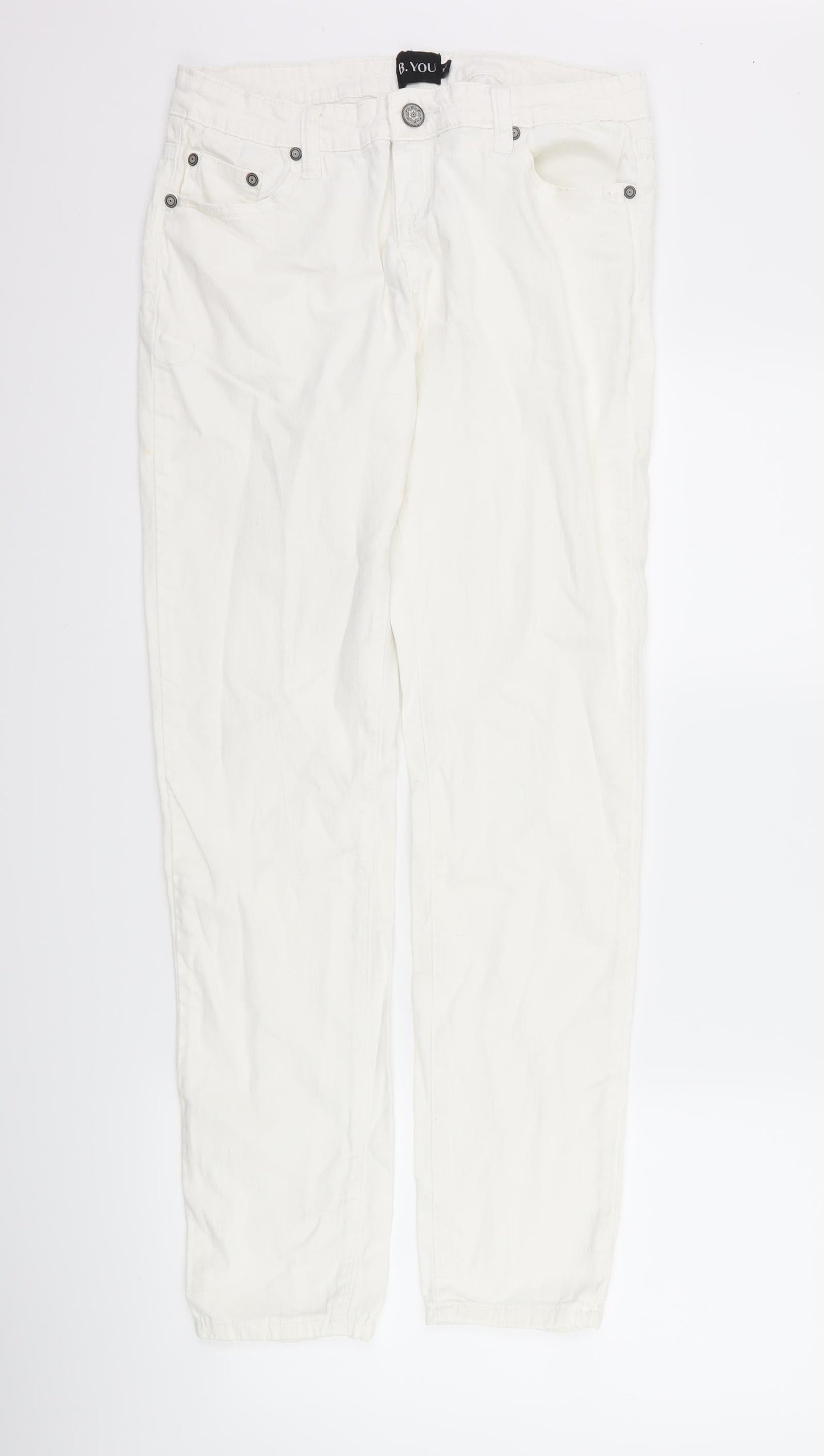 B.you Womens White  Denim Straight Jeans Size 10 L30 in