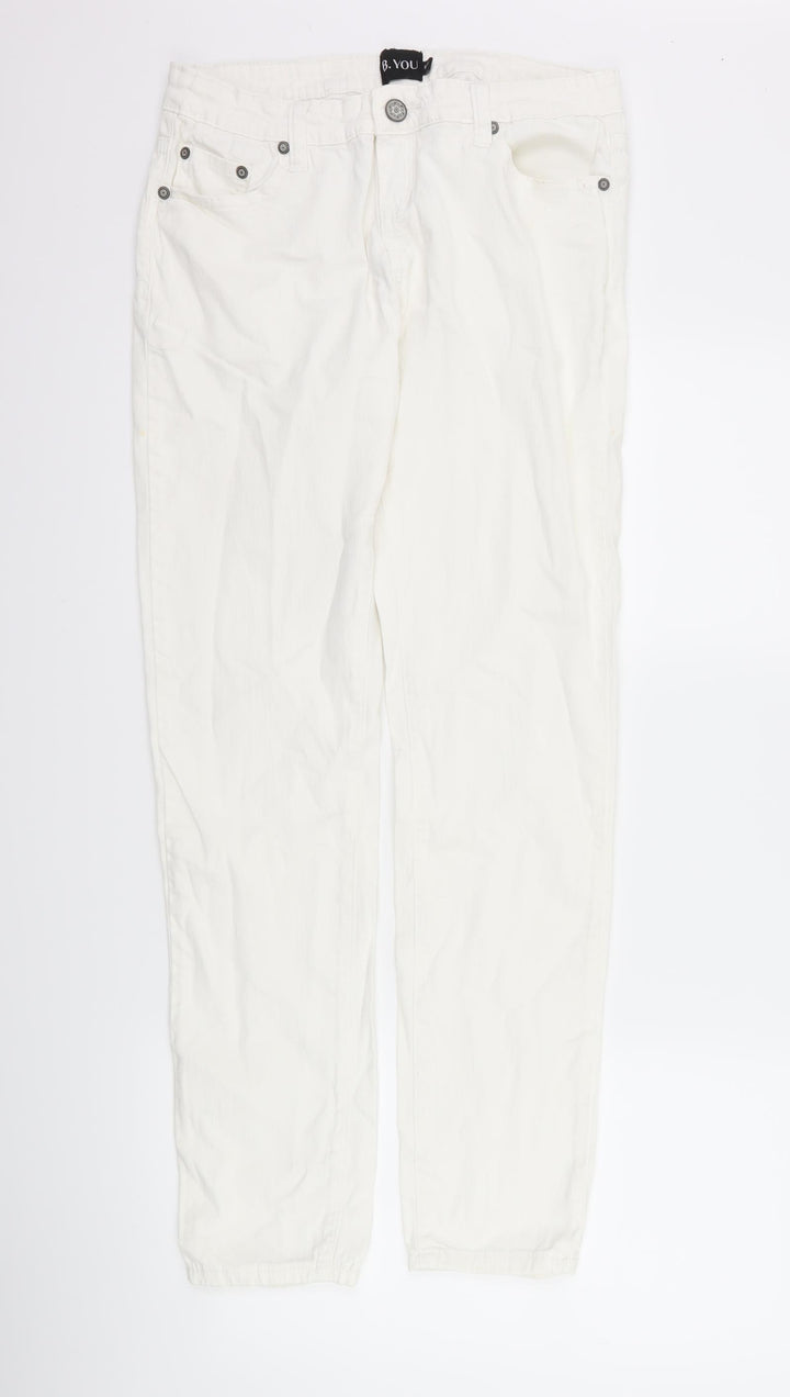 B.you Womens White  Denim Straight Jeans Size 10 L30 in