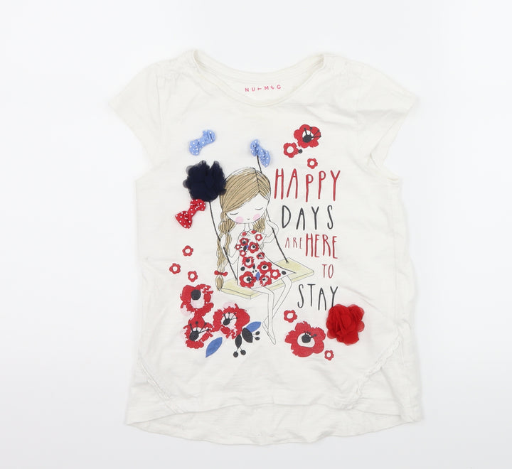 Nutmeg Girls White Basic T-Shirt Size 6-7 Years - slogan