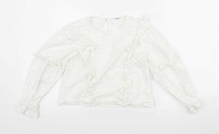 SheIn Girls White Basic Blouse Size 7-8 Years