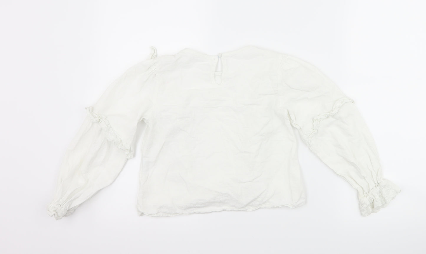 SheIn Girls White   Basic Blouse Size 7-8 Years