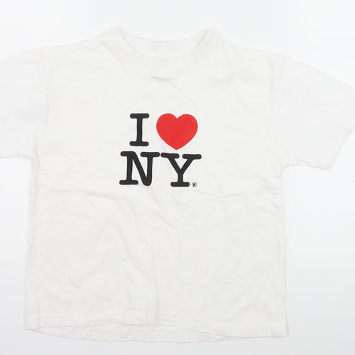 talha Girls White   Basic T-Shirt Size L  - i love new york