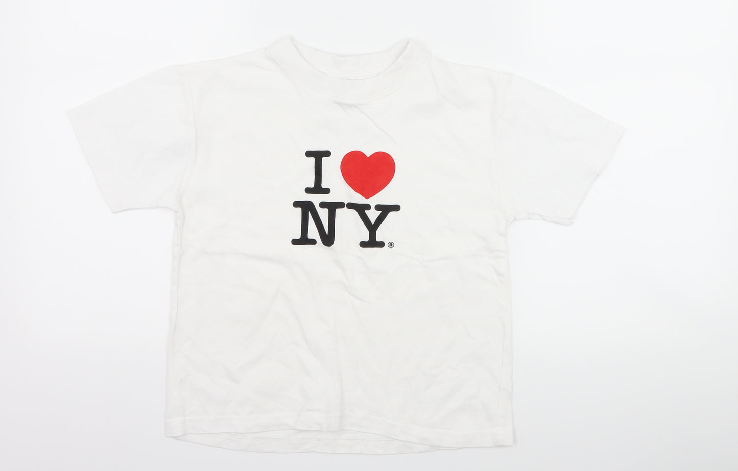 talha Girls White   Basic T-Shirt Size L  - i love new york