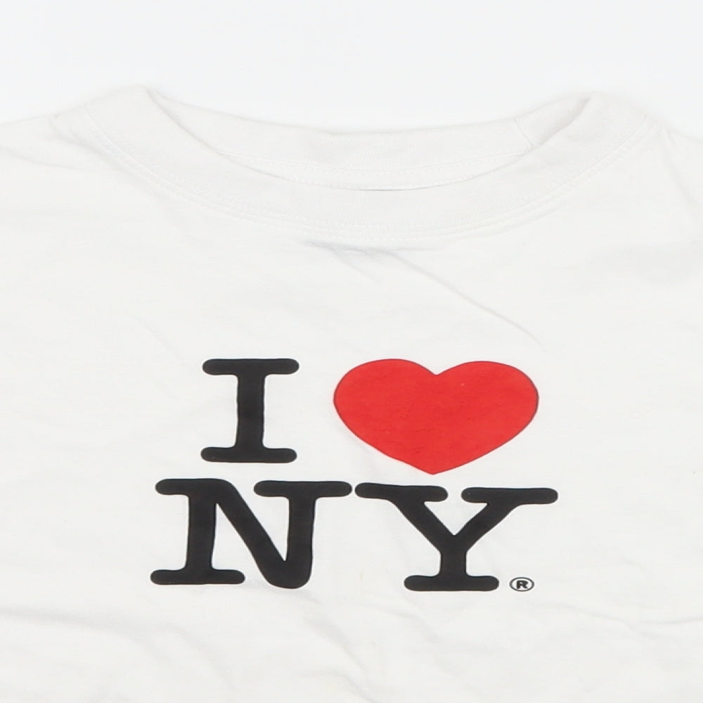talha Girls White   Basic T-Shirt Size L  - i love new york