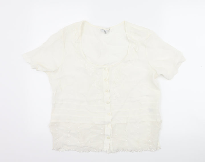 Klass Womens Ivory   Basic Button-Up Size 16