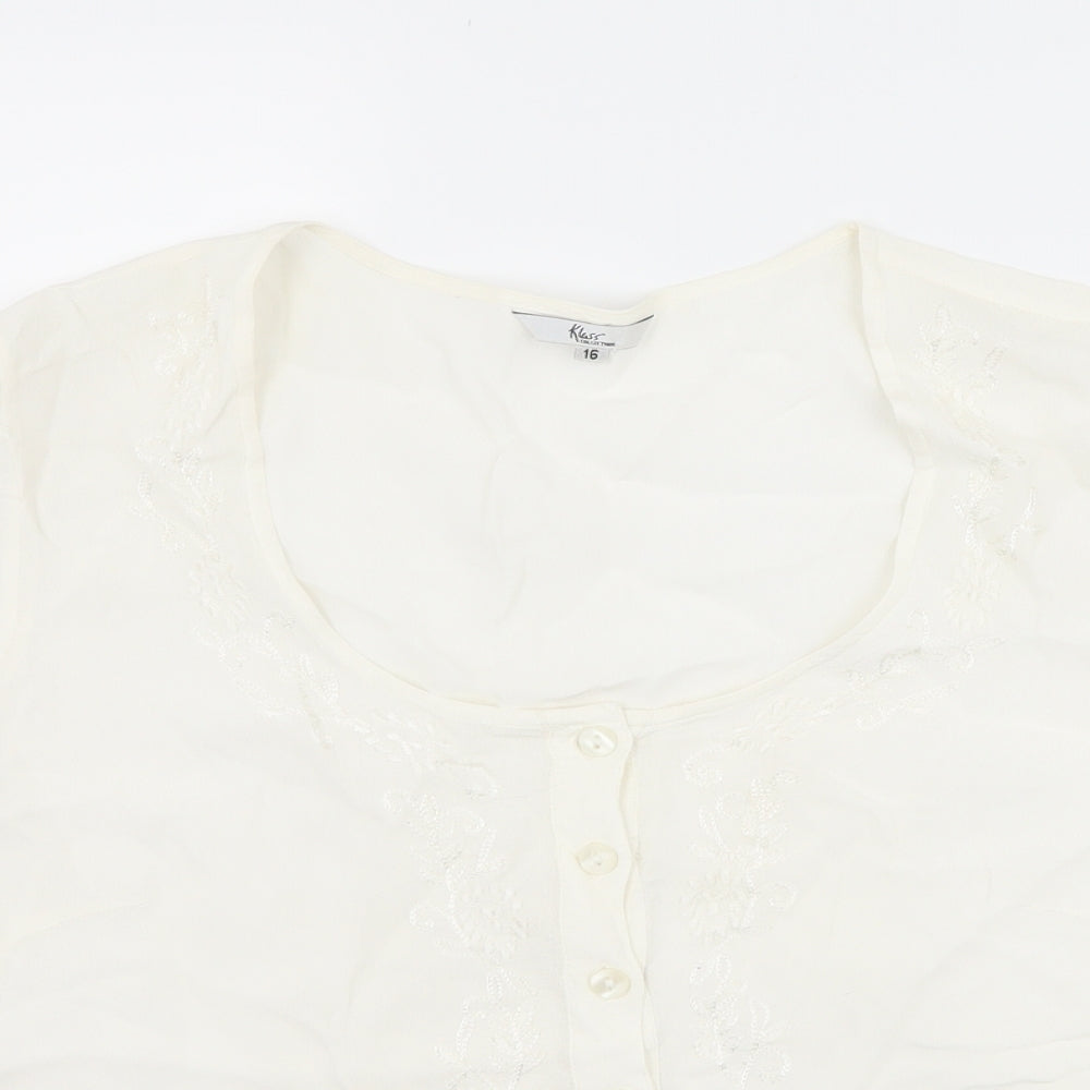 Klass Womens Ivory   Basic Button-Up Size 16