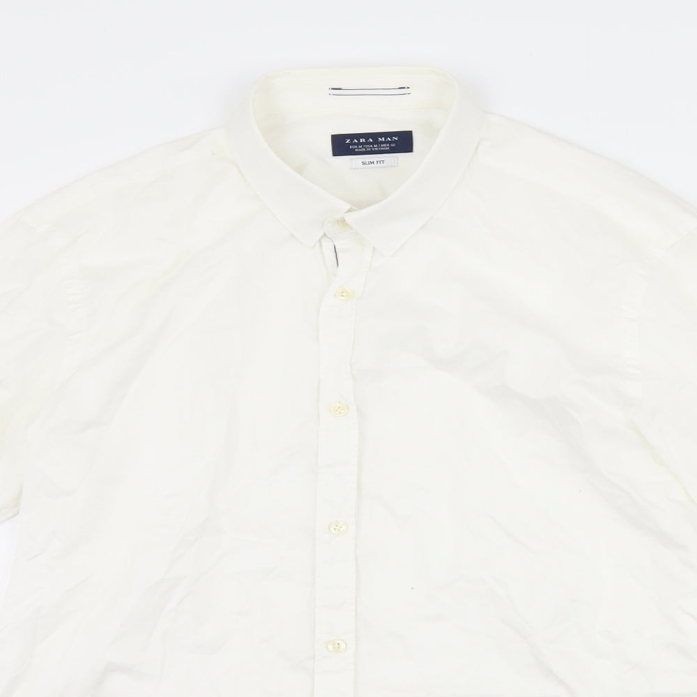 Zara Mens White    Dress Shirt Size M