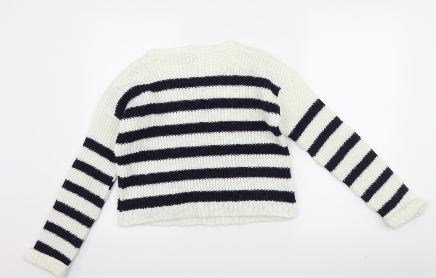 sophie Girls White Striped  Pullover Jumper Size 12-13 Years