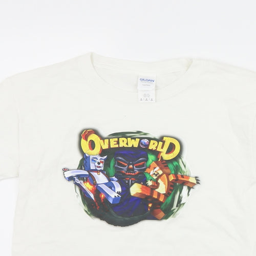 Gildan Boys White   Basic T-Shirt Size M  - overword