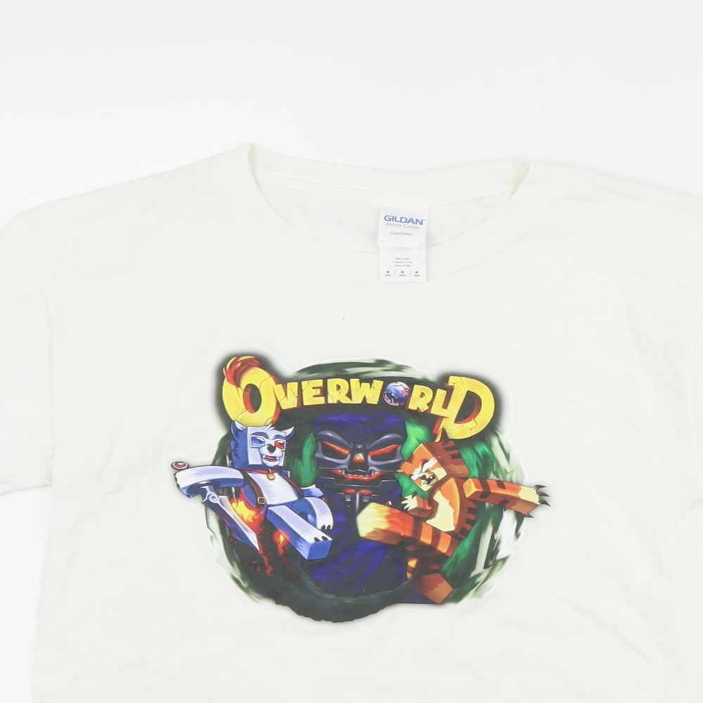 Gildan Boys White   Basic T-Shirt Size M  - overword