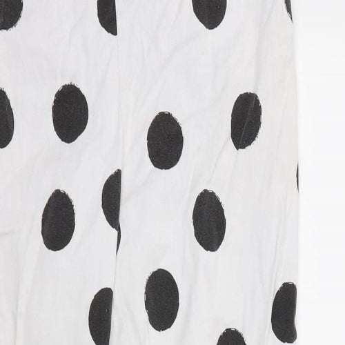 polka pants Womens White Polka Dot  Trousers  Size 10 L25 in