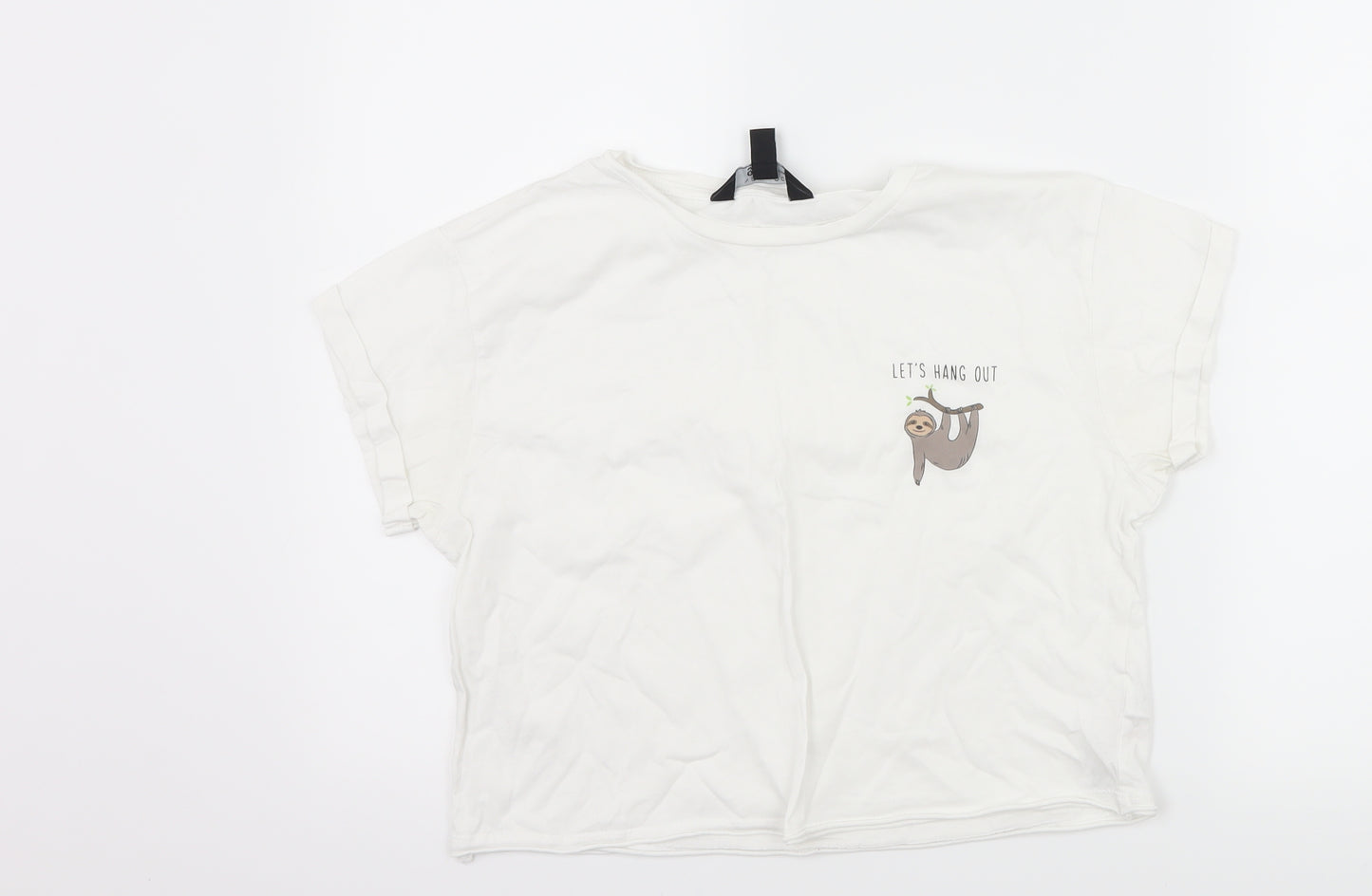 New Look Girls White   Basic T-Shirt Size 14-15 Years  - sloth
