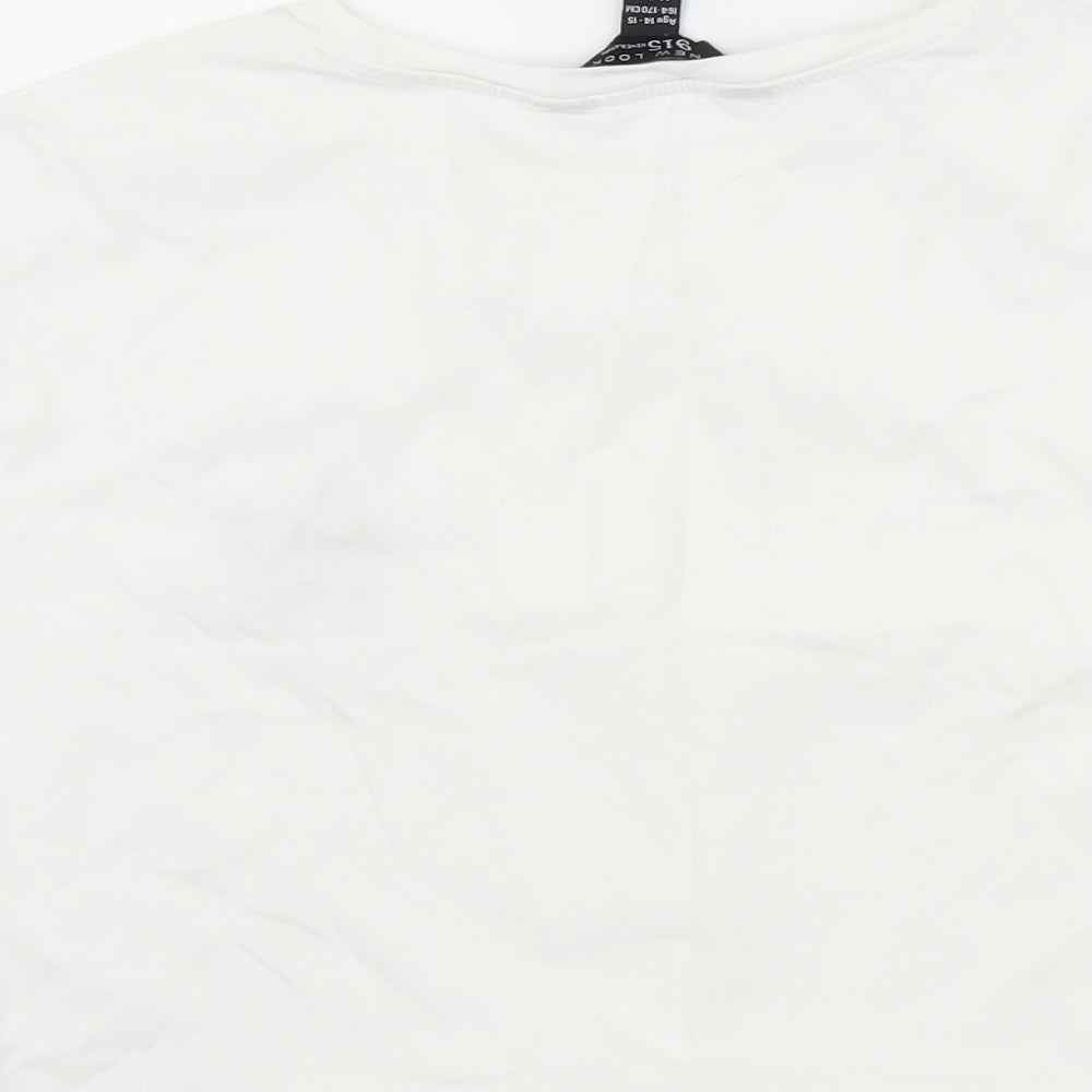New Look Girls White   Basic T-Shirt Size 14-15 Years  - sloth