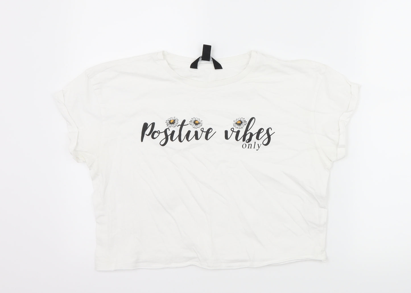 New Look Girls White   Basic T-Shirt Size 14-15 Years  - slogan