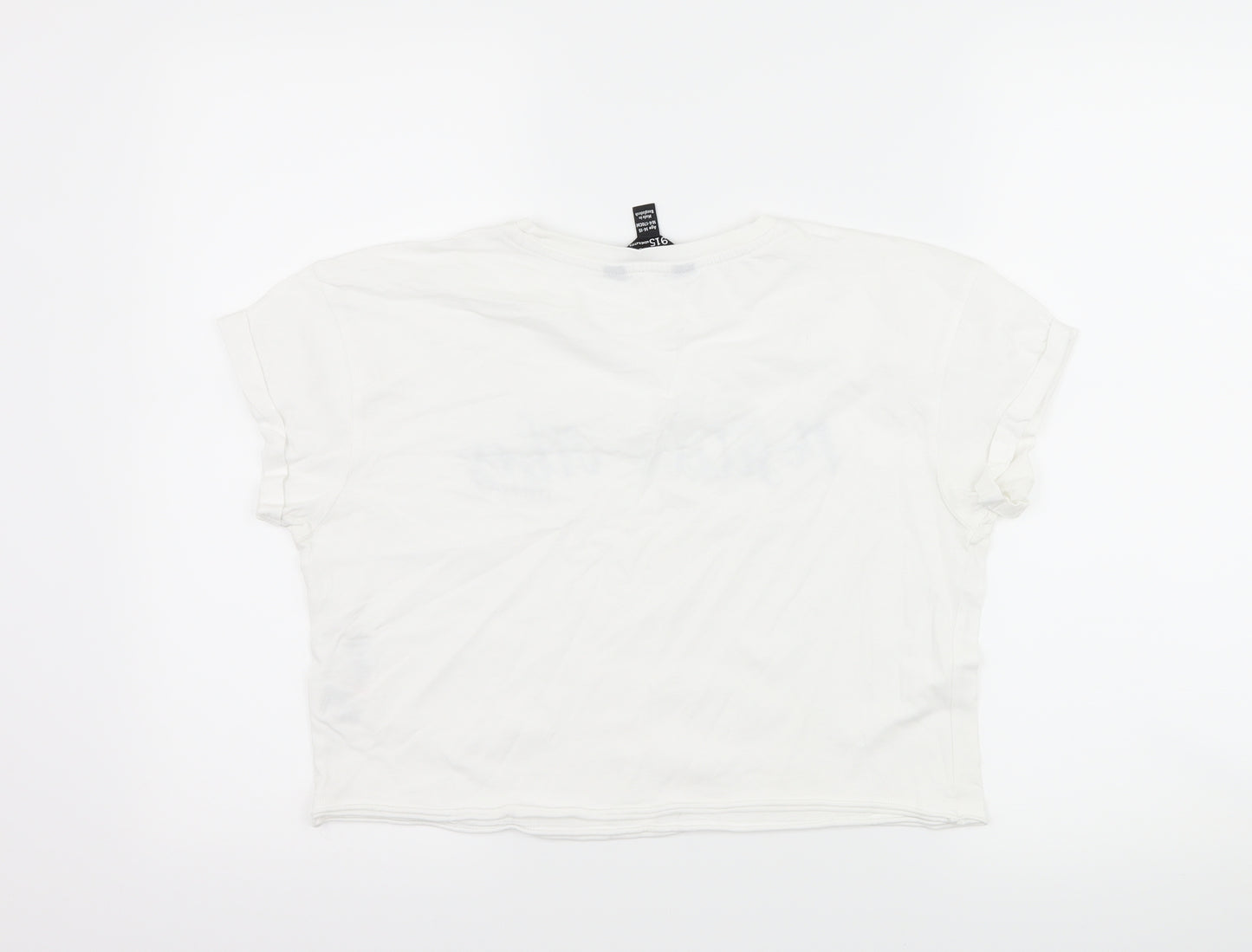 New Look Girls White   Basic T-Shirt Size 14-15 Years  - slogan
