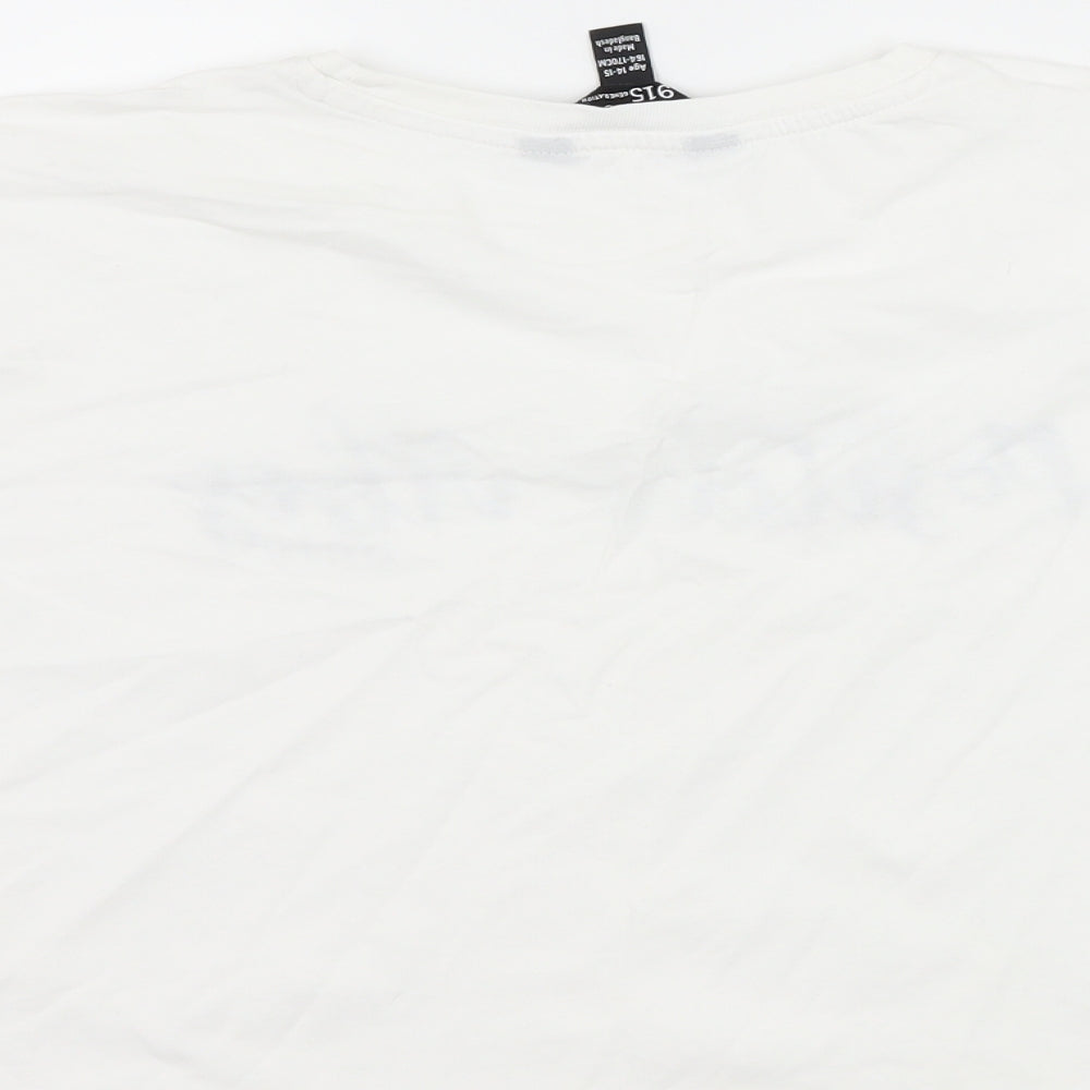 New Look Girls White   Basic T-Shirt Size 14-15 Years  - slogan