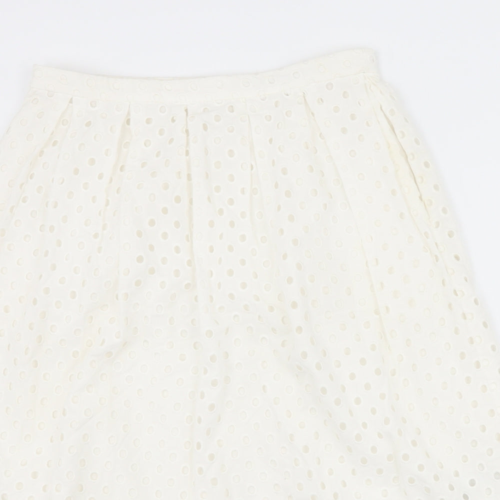 French Connection Womens White Polka Dot  A-Line Skirt Size 8