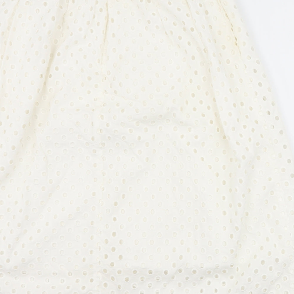 French Connection Womens White Polka Dot  A-Line Skirt Size 8