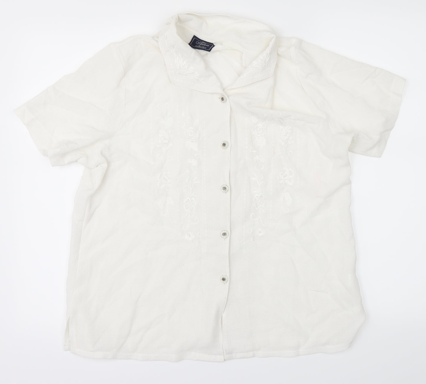 Adams Womens White   Basic Button-Up Size 14