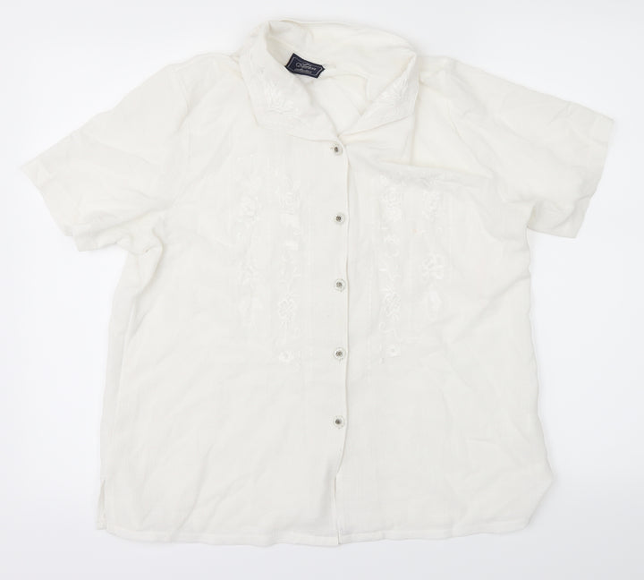 Adams Womens White   Basic Button-Up Size 14