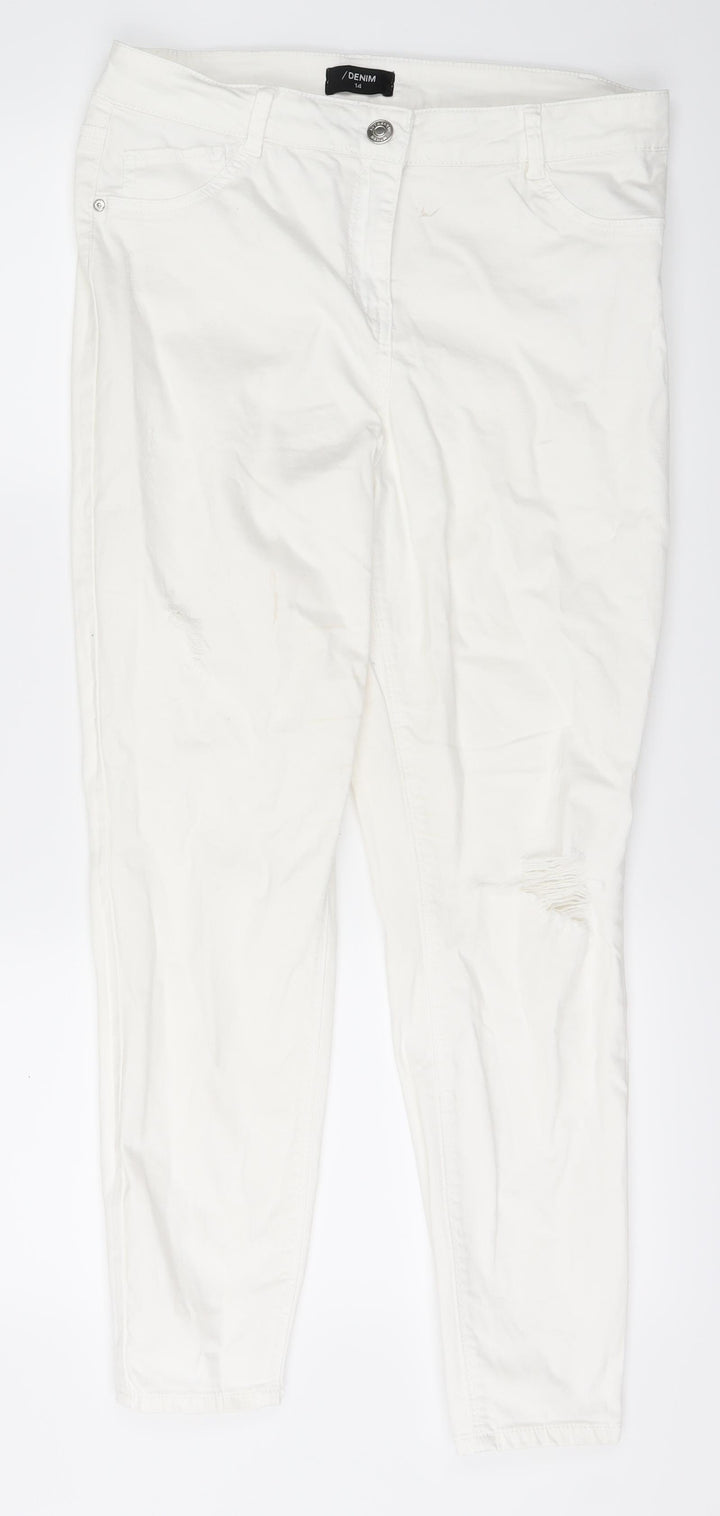 Denim Womens White Skinny Jeans Size 14 L27 in