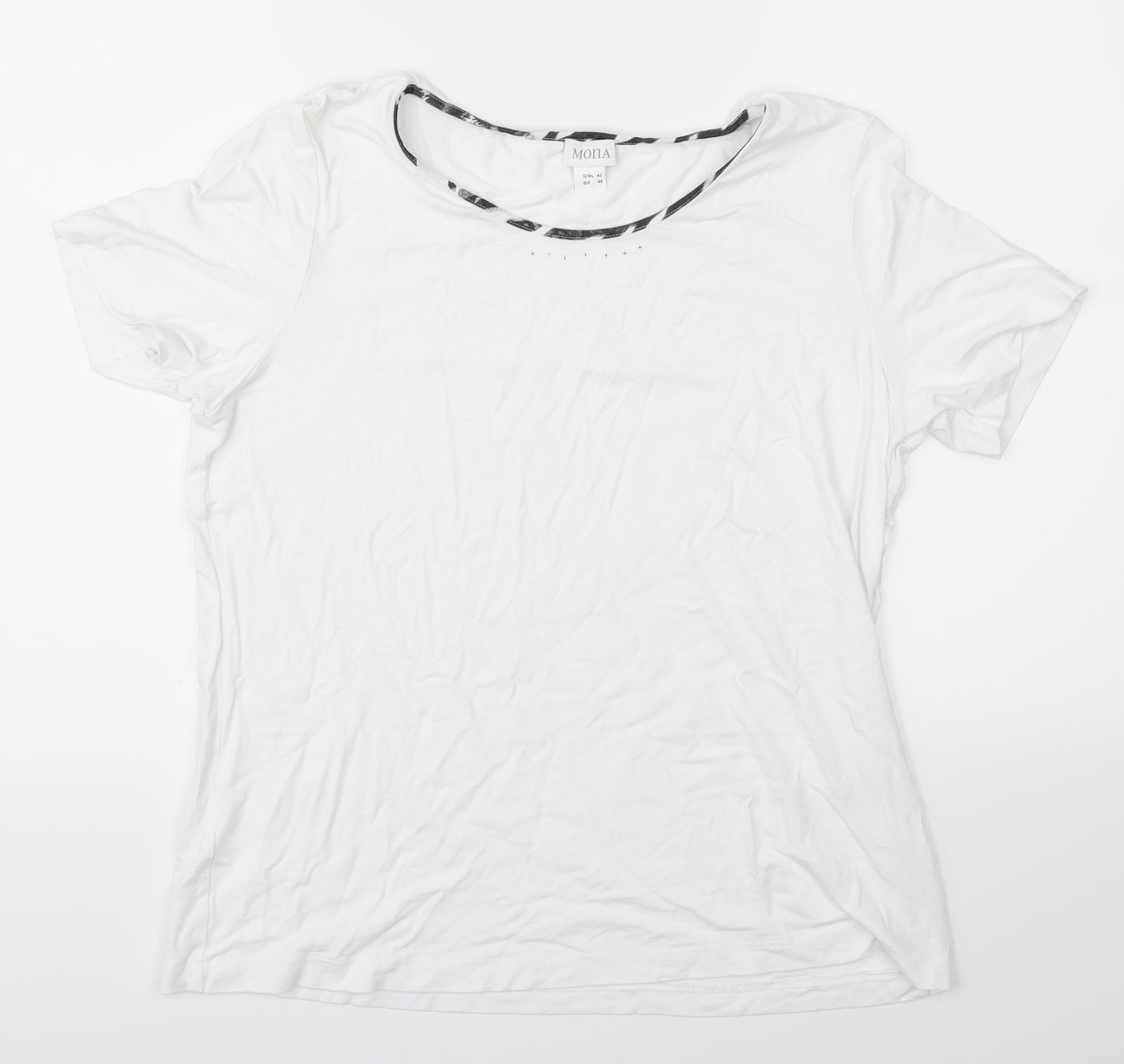 mona Womens White   Basic T-Shirt Size 14