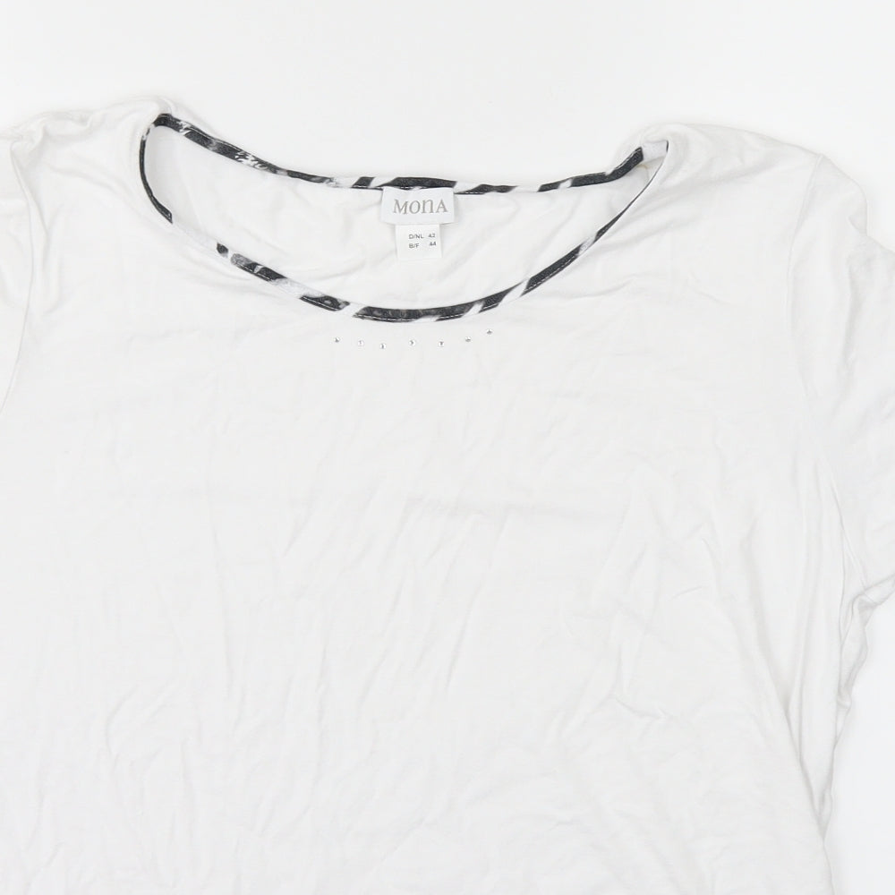 mona Womens White   Basic T-Shirt Size 14