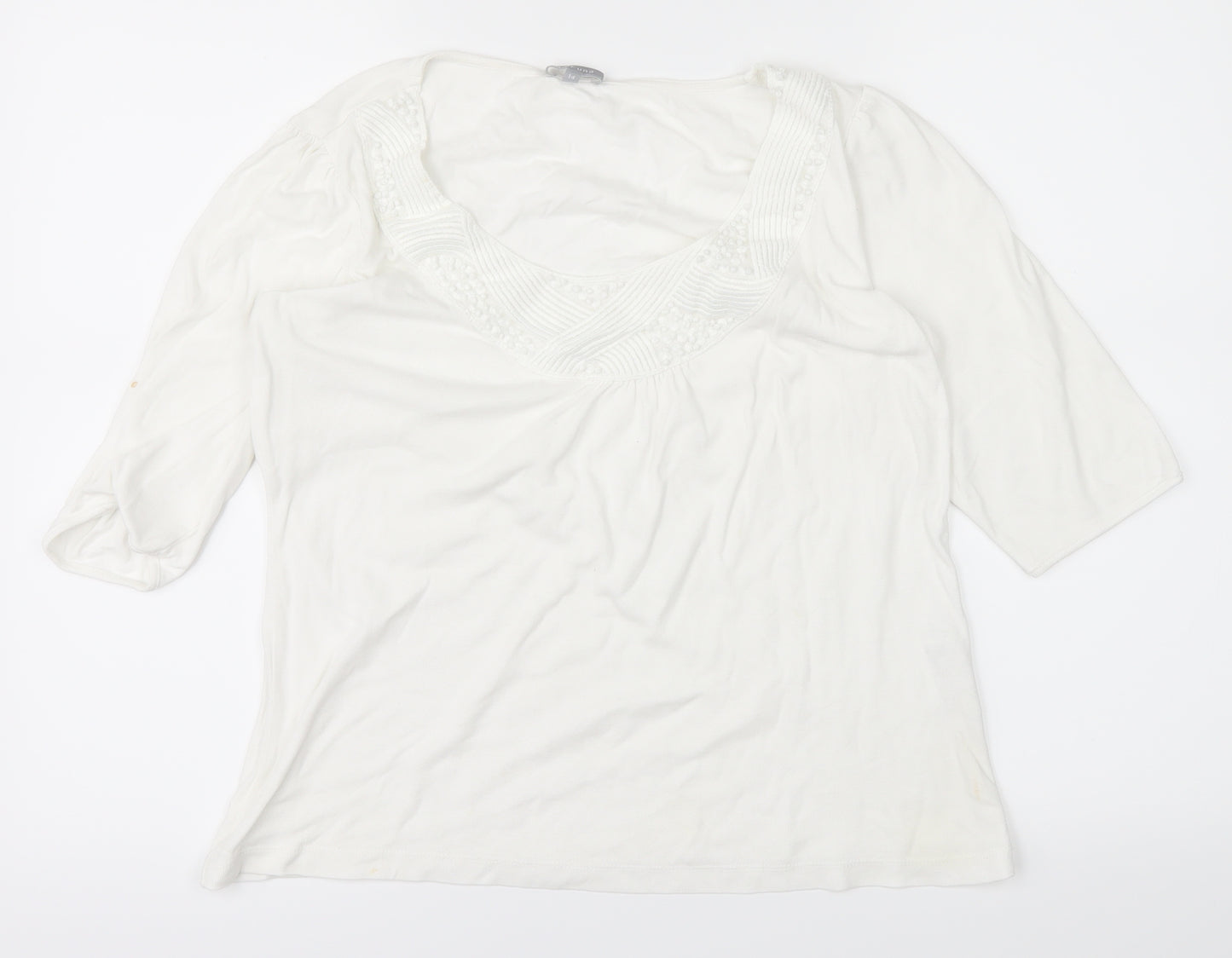 PERUNA Womens White   Basic T-Shirt Size 14