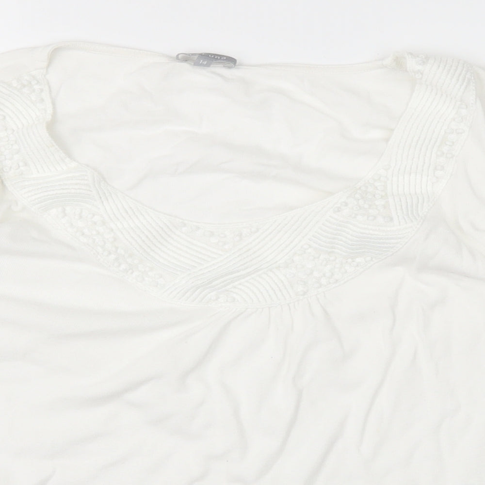 PERUNA Womens White   Basic T-Shirt Size 14