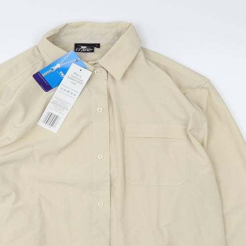 Crane Mens White    Dress Shirt Size L
