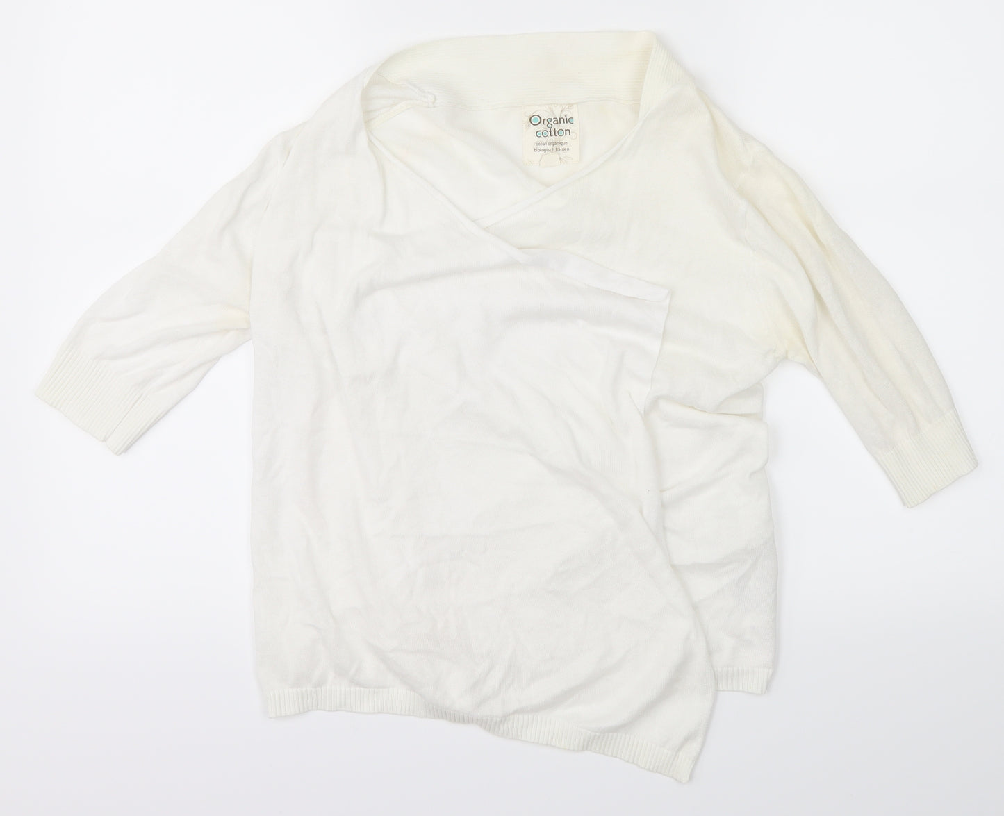Organic Cotton Womens White   Cardigan Jumper Size 12