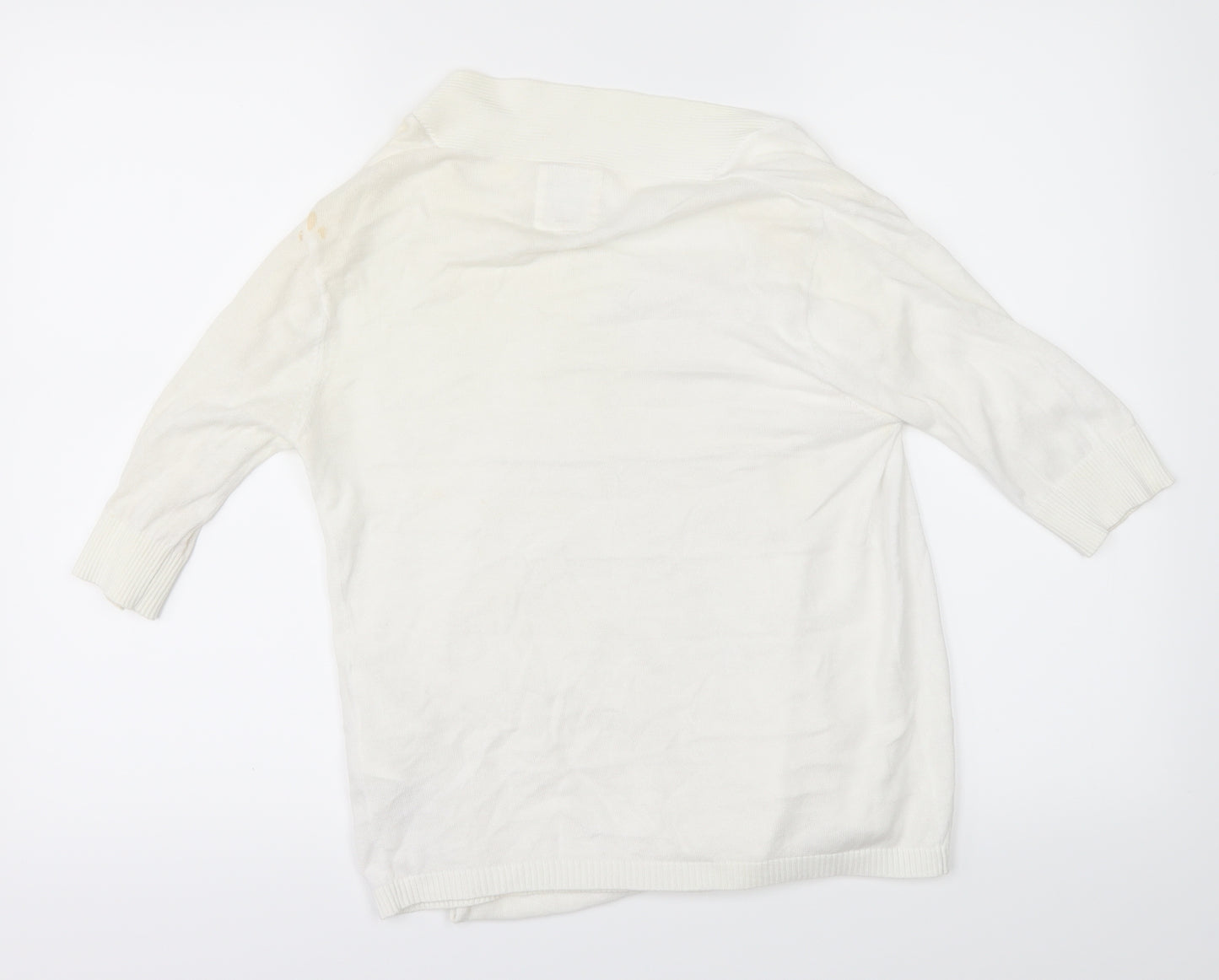 Organic Cotton Womens White   Cardigan Jumper Size 12