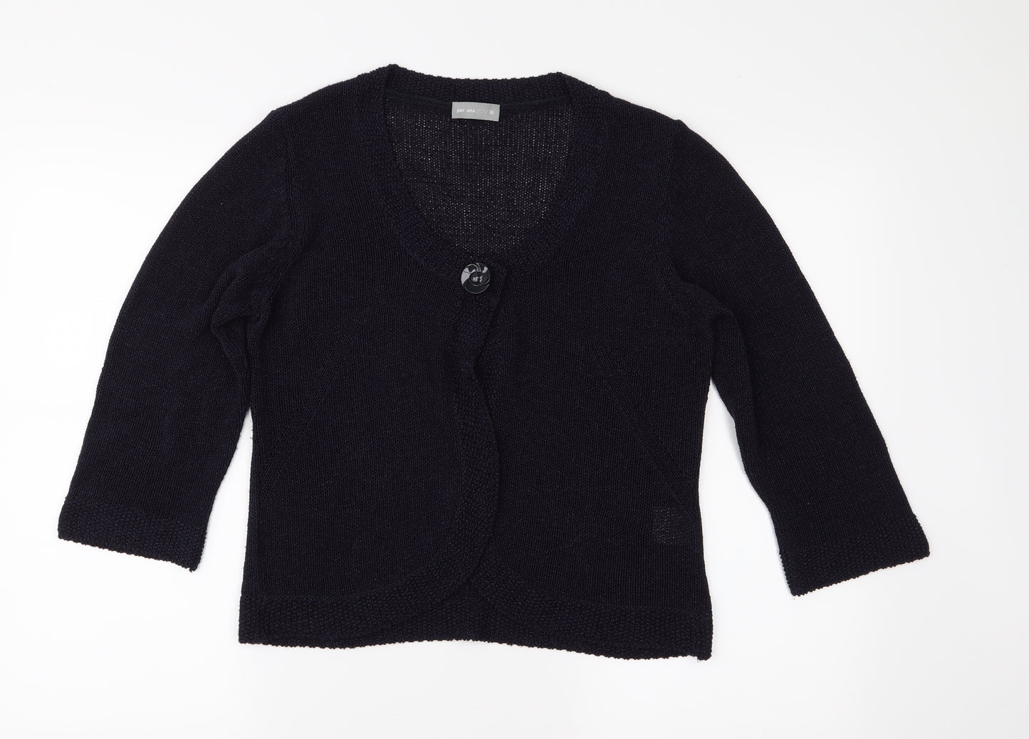 Per Una Womens Blue  Knit Cardigan Jumper Size 16