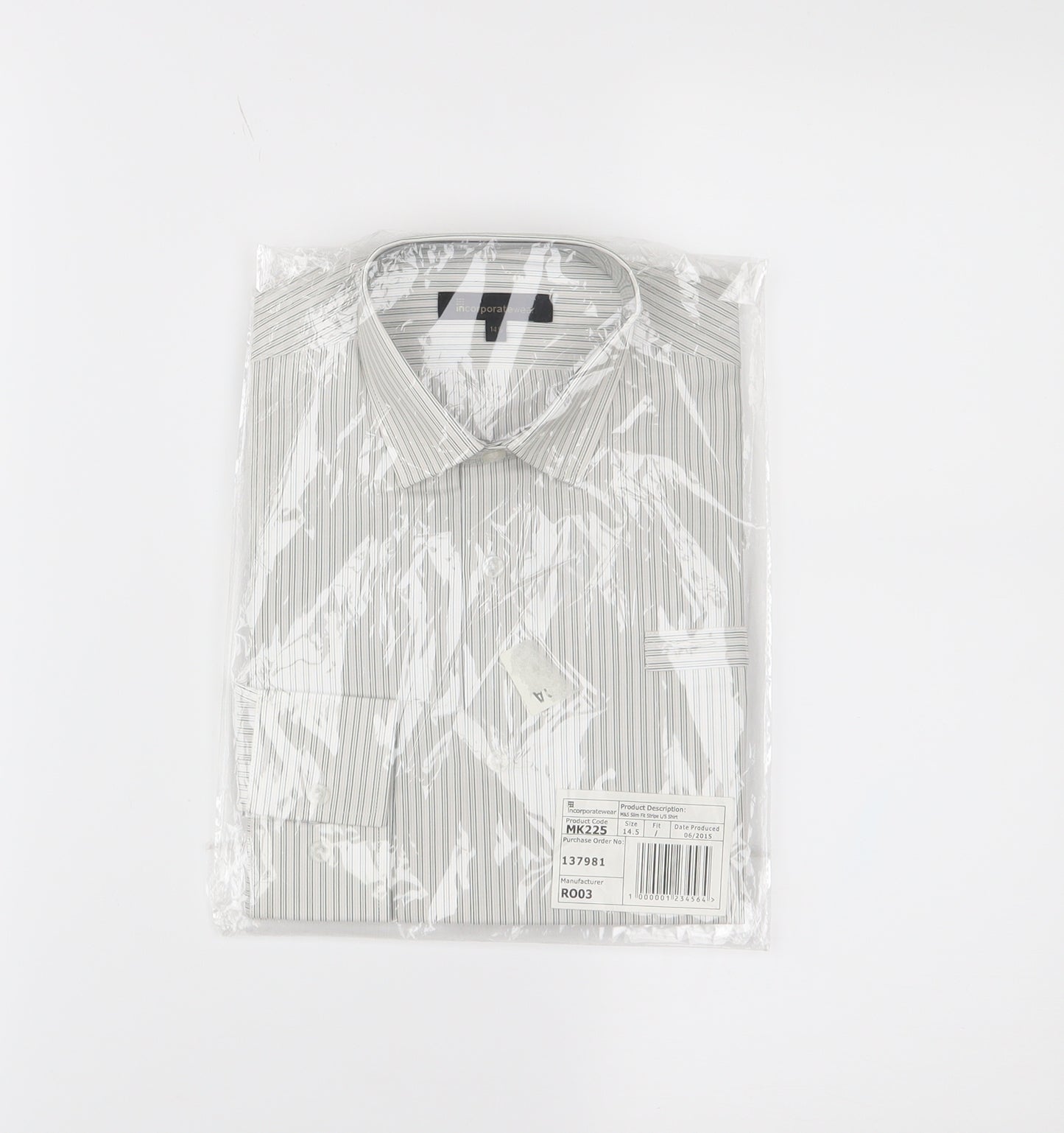 Incorporatewear Mens White Striped   Button-Up Size 14.5