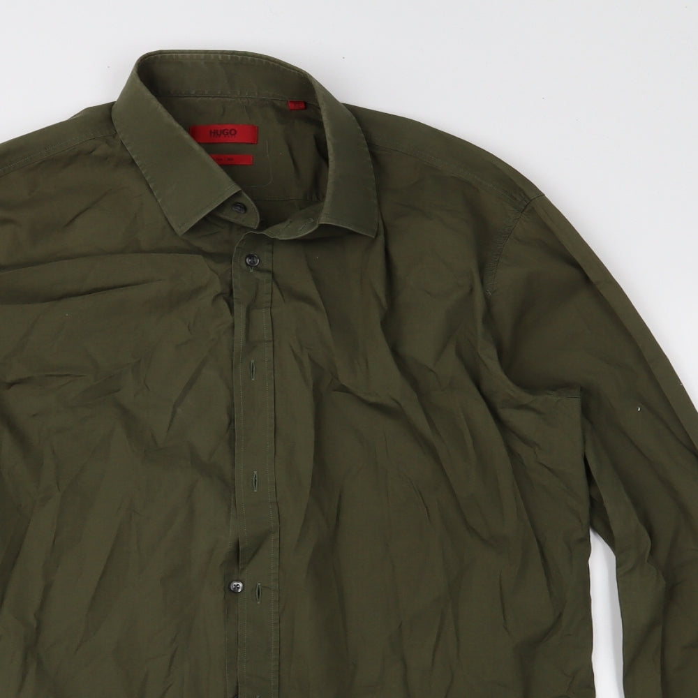 HUGO BOSS Mens Green    Button-Up Size XL