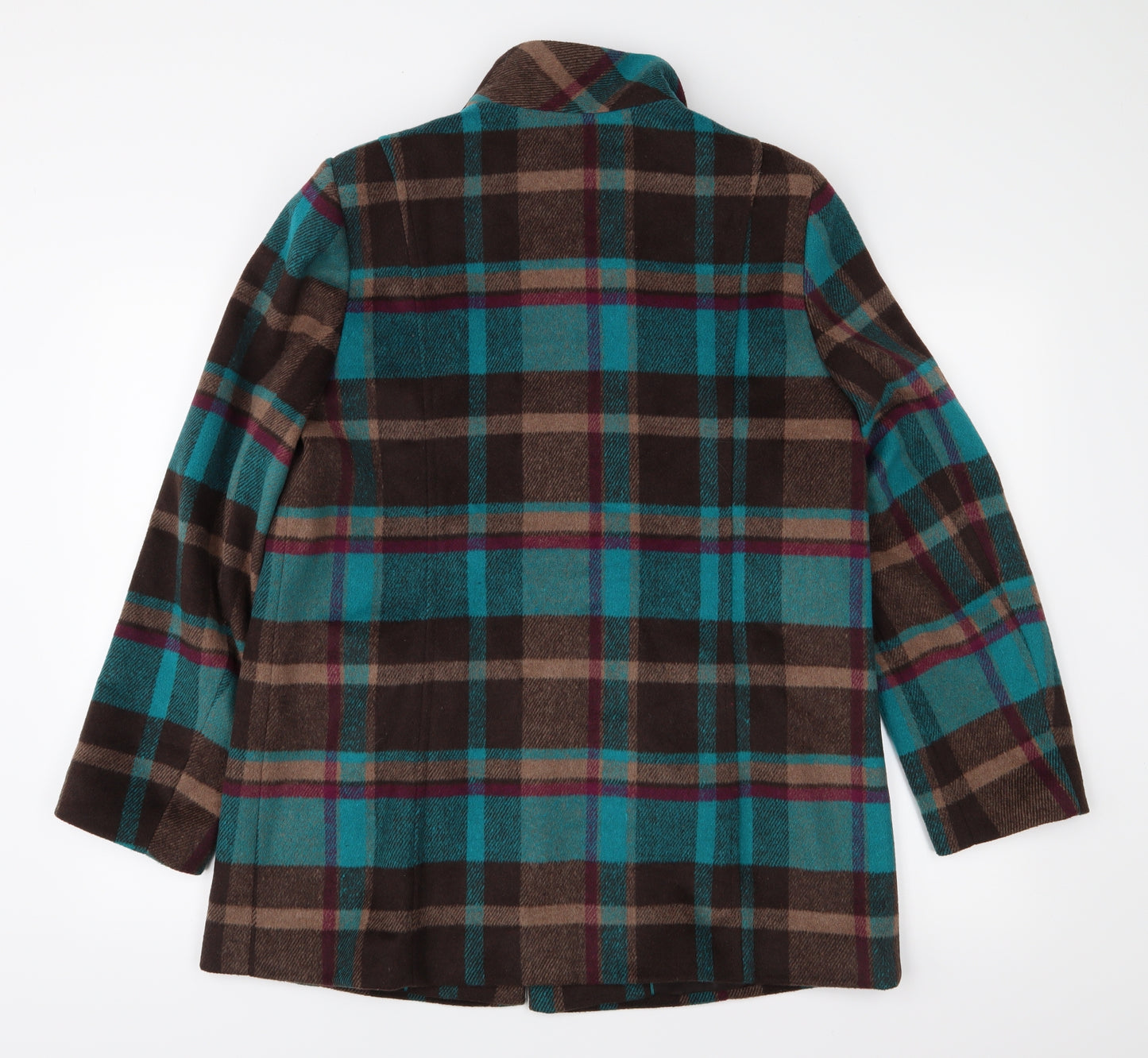 Marks and Spencer Womens Brown Check  Overcoat Coat Size 14