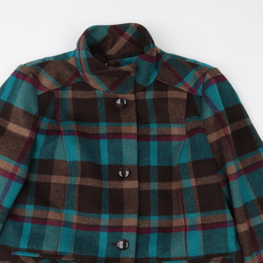 Marks and Spencer Womens Brown Check  Overcoat Coat Size 14