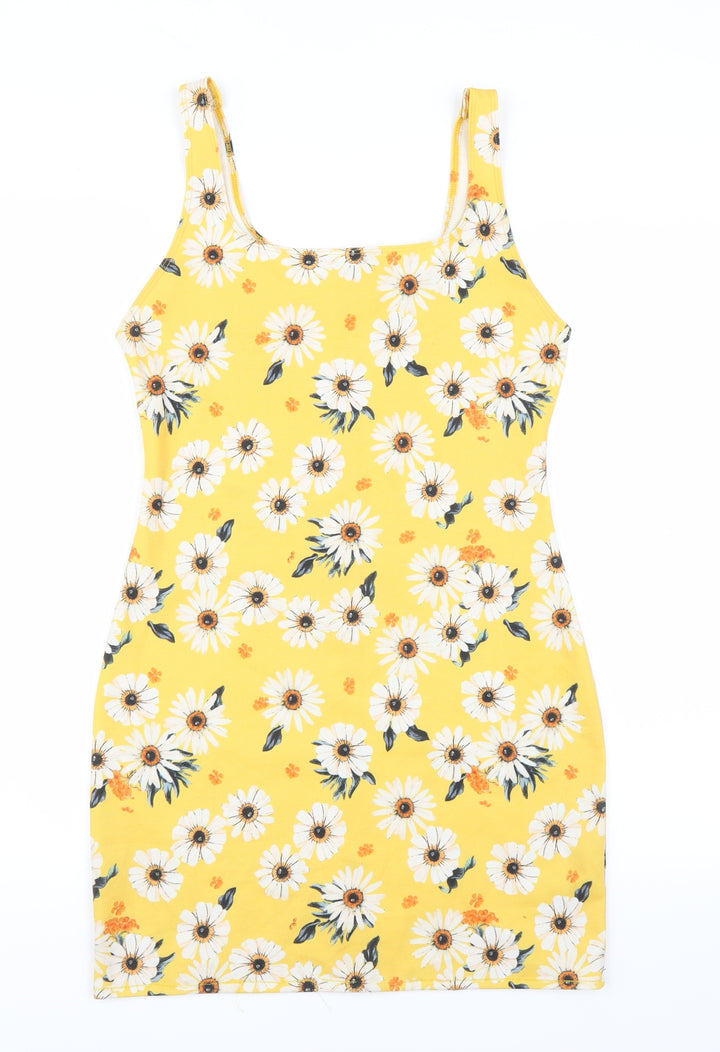 Preworn Womens Yellow Floral Bodycon