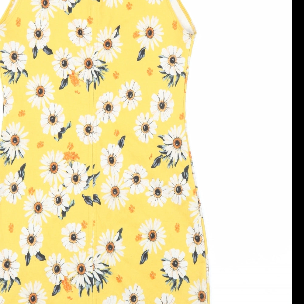 Preworn Womens Yellow Floral  Bodycon