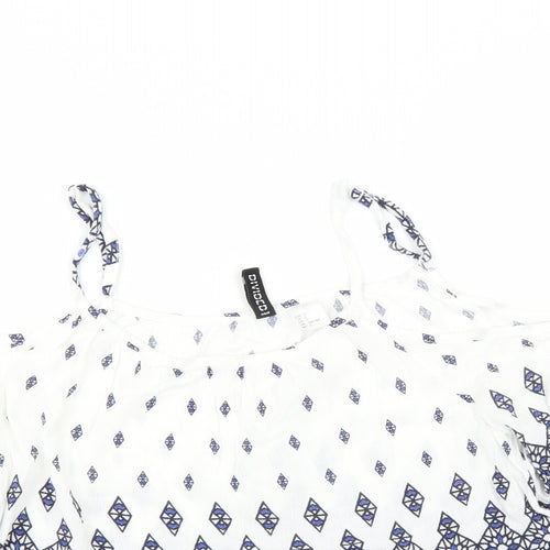 Divided by H&M Womens White Geometric  Basic Blouse Size 6
