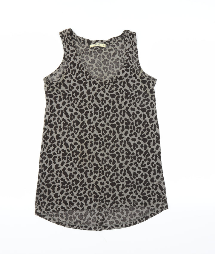 Oasis Womens Grey Animal Print  Basic Tank Size XS