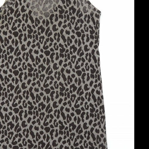 Oasis Womens Grey Animal Print  Basic Tank Size XS