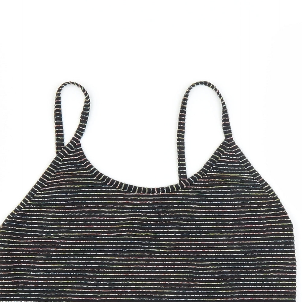 Light before Dark Womens Black Striped  Cropped Tank Size L