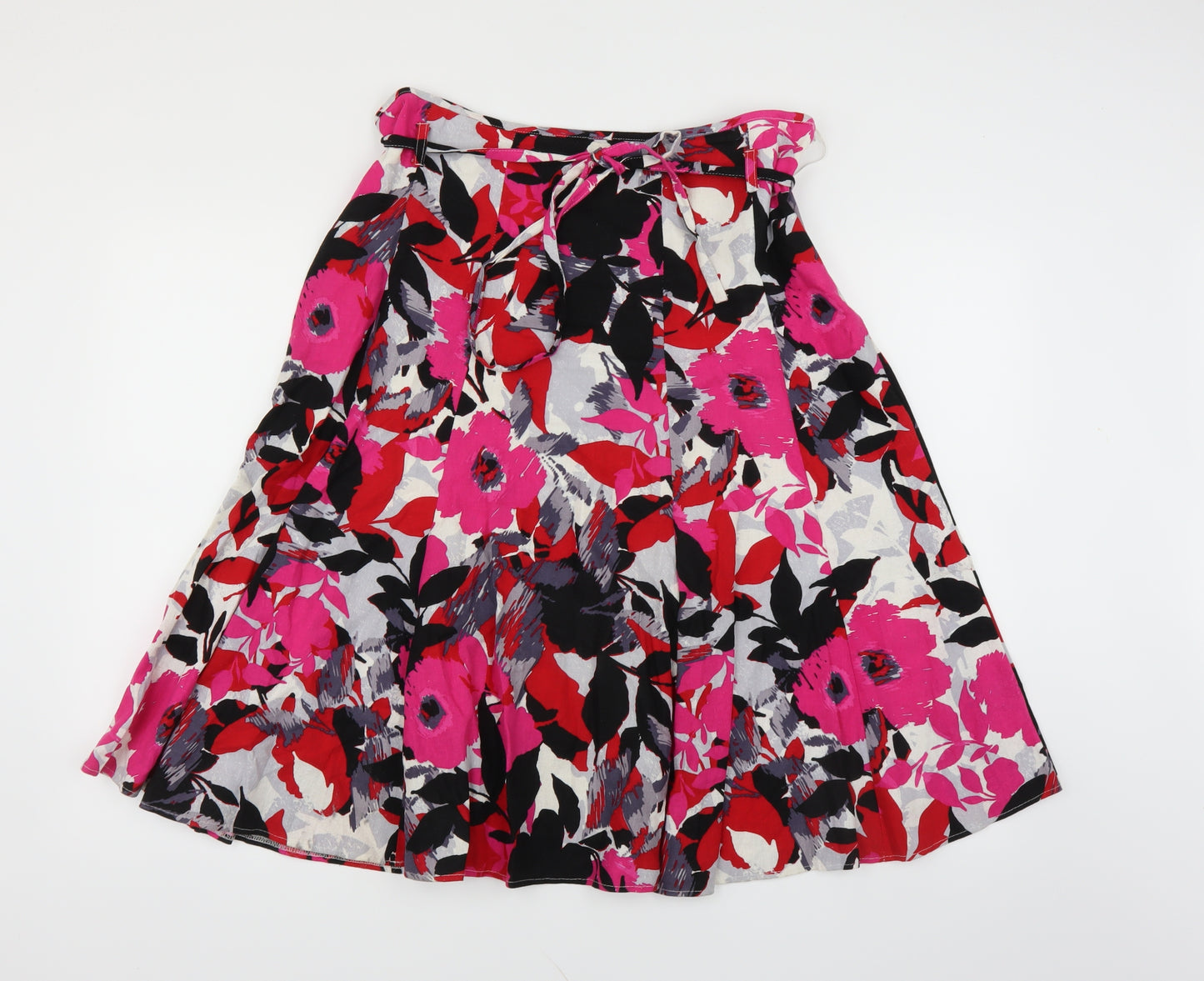 M&Co Womens Pink Floral  A-Line Skirt Size 14